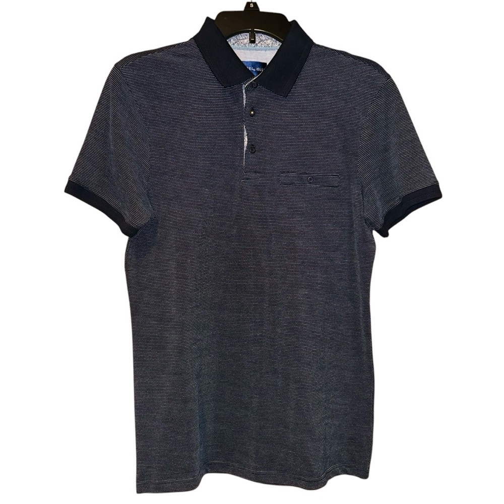Steel & Jelly Men's Navy Dot Polo Shirt Contrast‎ Trim Size Small